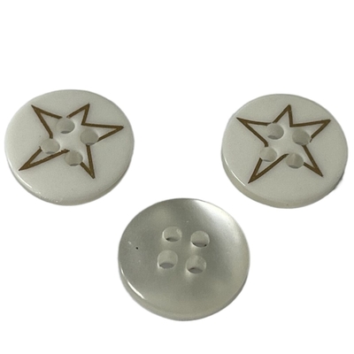 Sztuczna perła 20 mm Guziki z żywicy Sil Ked Print Złota gwiazda Użyj na bluzkach
