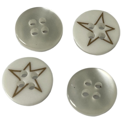 Sztuczna perła 20 mm Guziki z żywicy Sil Ked Print Złota gwiazda Użyj na bluzkach