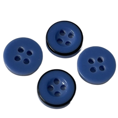4 otwory plastikowe guziki z żywicy 11 mm kolor bule z czarną obręczą do szycia